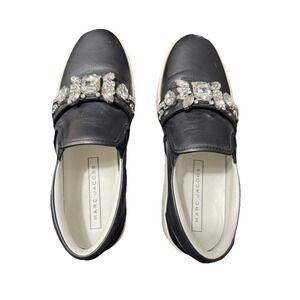 Marc Jacobs Wright Black Embellished Platform Slip-on Sneakers Sz Eu 38 US 7.5/8